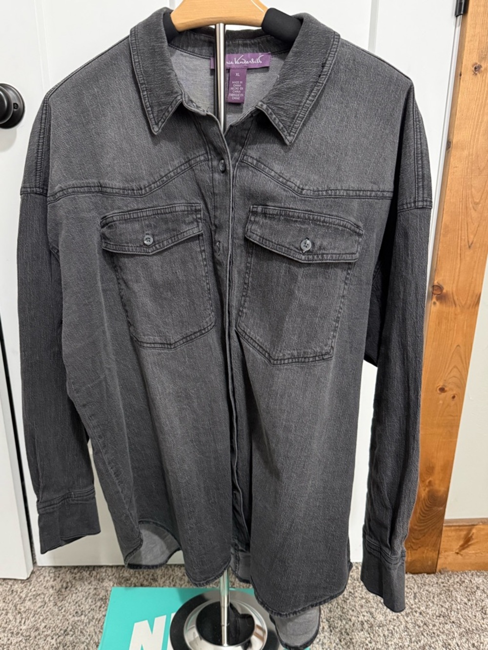 Gloria Vanderbilt Women's Washed Black Denim Shirt